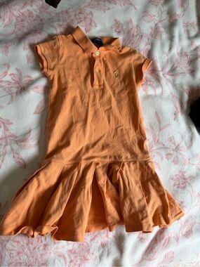 Kids Rare Orange Polo Dress with Pleated Skirt